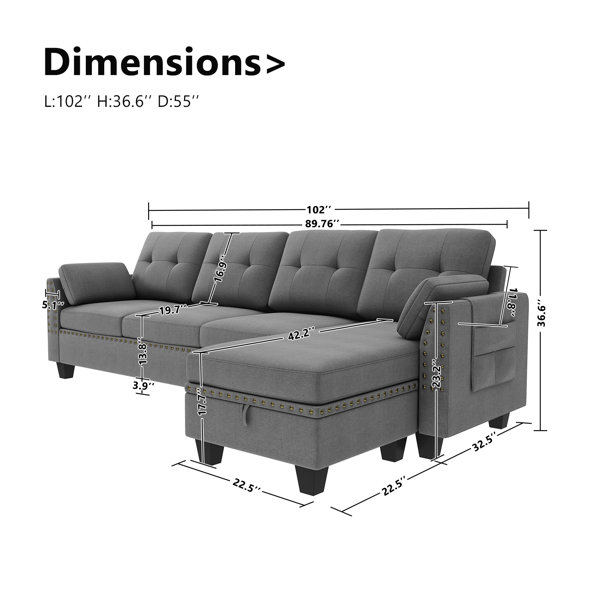 Andover Mills™ Campbelltown 3 Piece Upholstered Sectional & Reviews